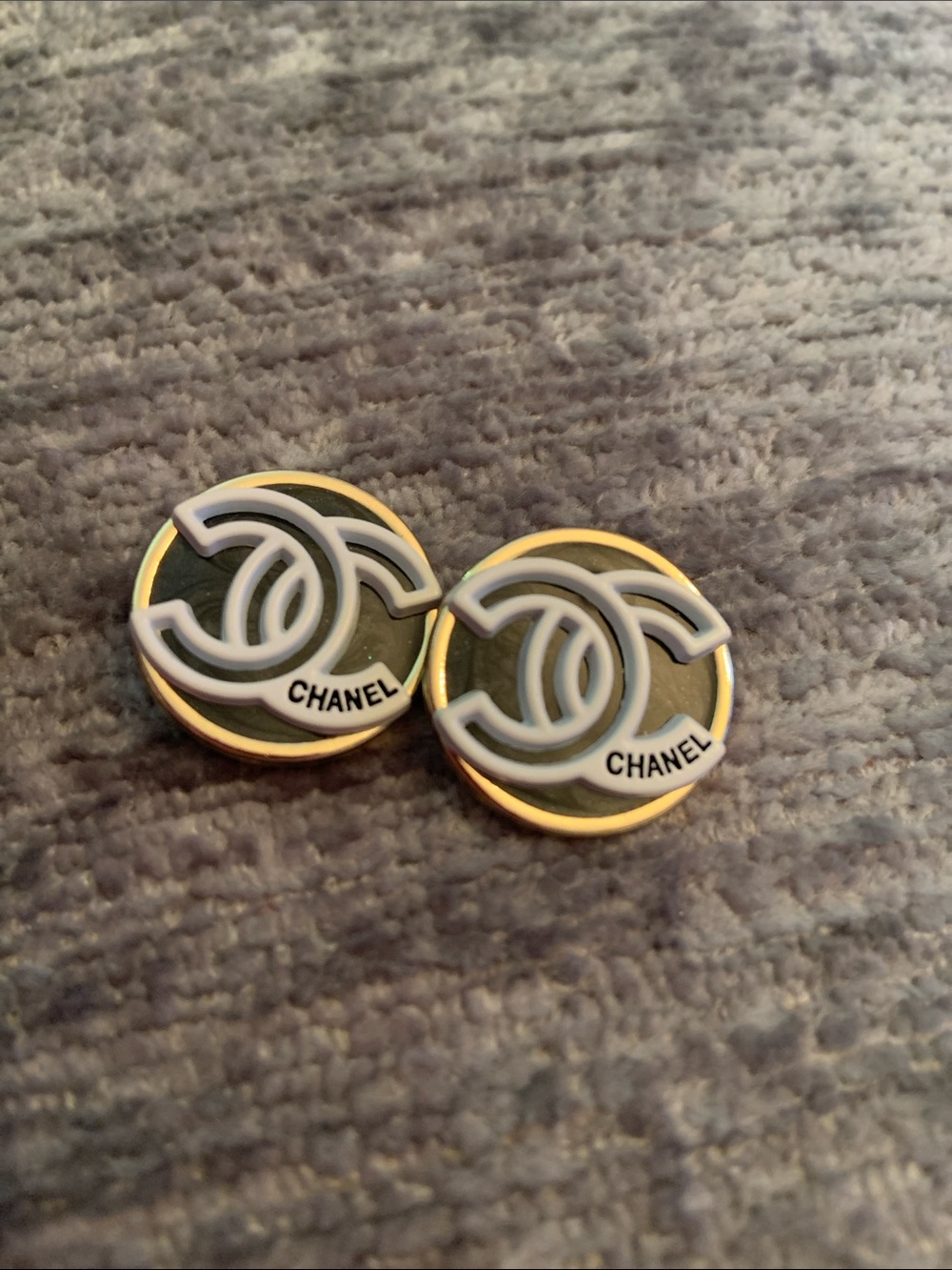Black and White Chanel button set of 2